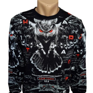 Bluză neagră cu imprimeu bufniță