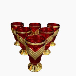 Set 6 pahare din sticlă roșie