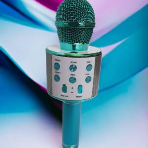 Microfon karaoke albastru cu bluetooth și boxă