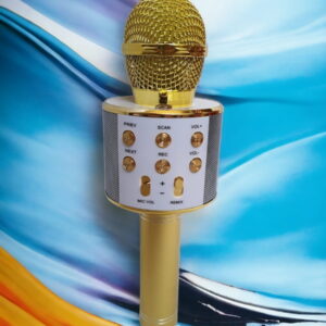 Microfon karaoke auriu cu bluetooth și boxă