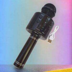 Microfon karaoke negru cu bluetooth și boxă