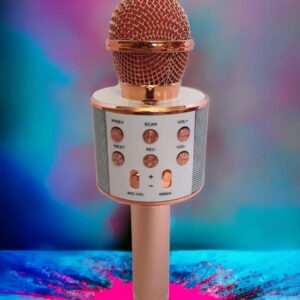 Microfon karaoke roz cu bluetooth și boxă