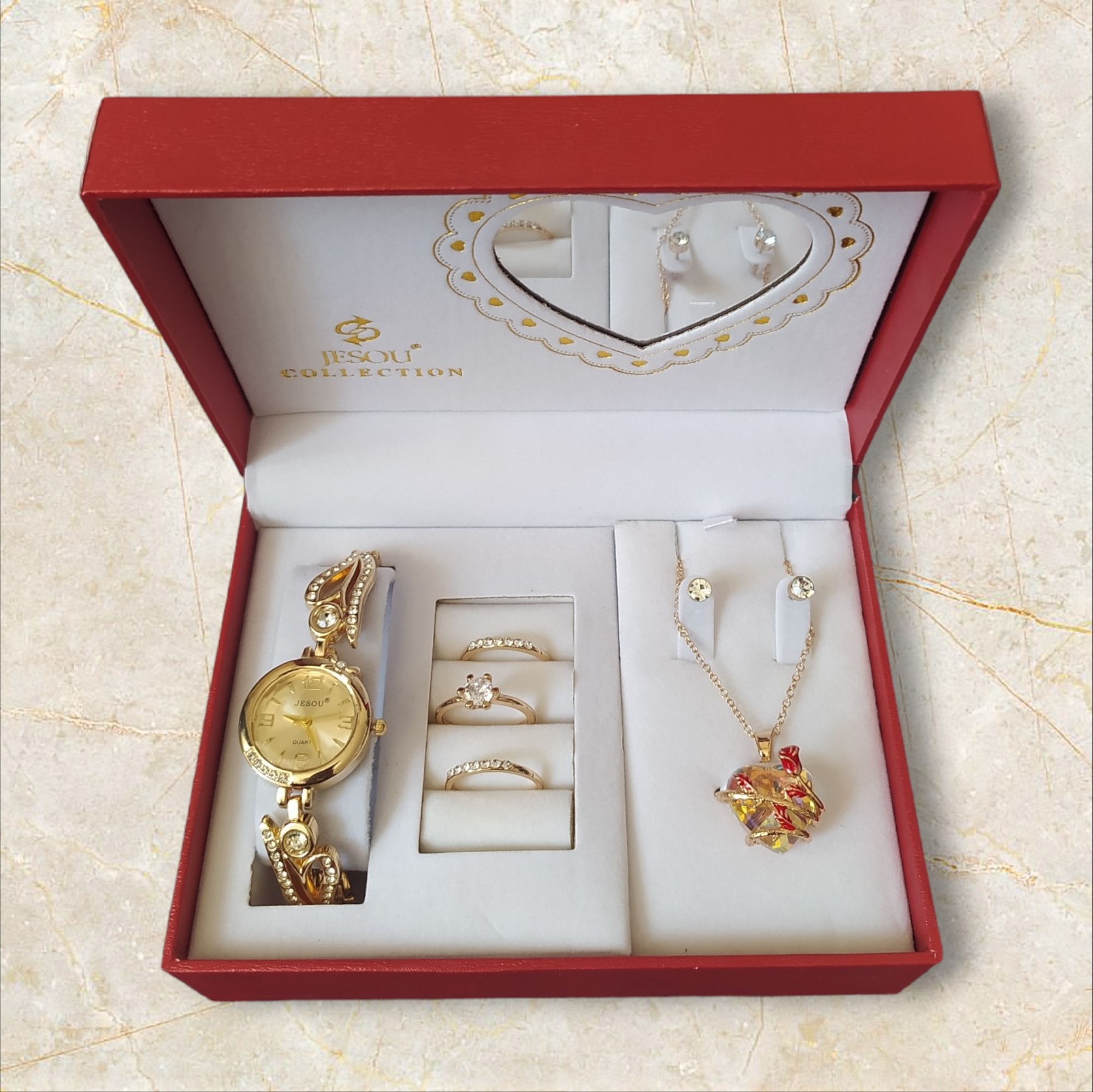 Set bijuterii roșu pentru damă Set bijuterii roșu pentru damă