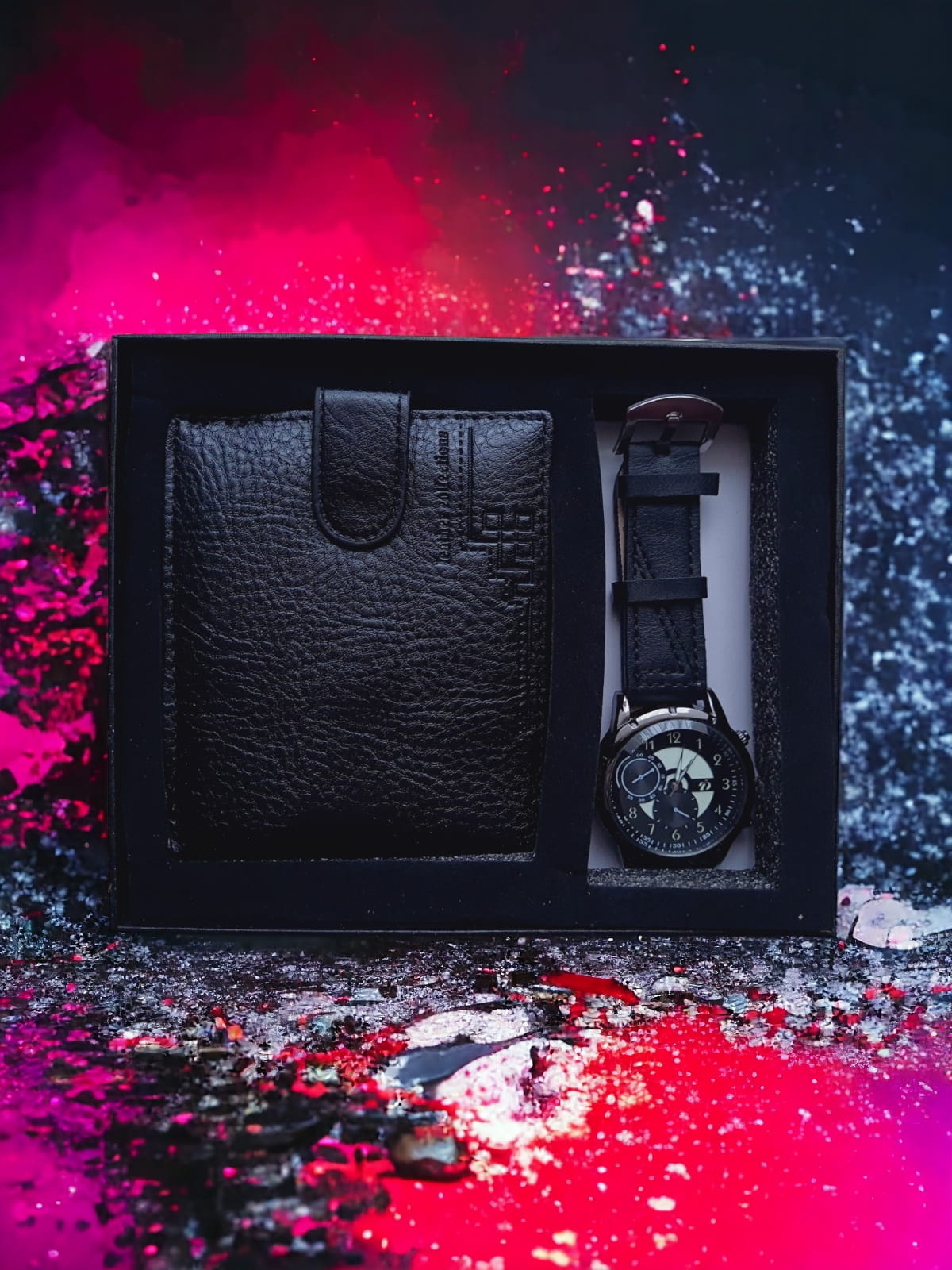 Set cadou bărbați negru leather colections Set cadou bărbați negru leather colections