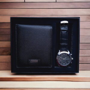Set negru pentru bărbați ceas și portofel