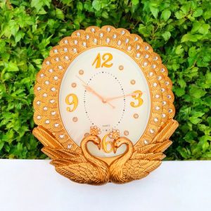 Ceas de perete model păuni aurii 47 cm