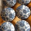 Set 6 farfurii din ceramică cu model paisley albastru
