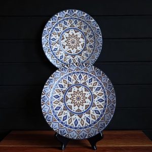 Set veselă ceramică cu motiv etnic geometric