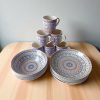 Set veselă ceramică etno tradițional 18 piese colorate