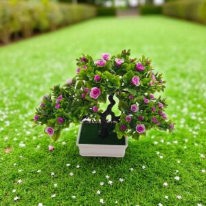 Copăcel decorativ artificial 25 cm cu flori roz
