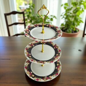 Etajeră din ceramică model floral 37 cm