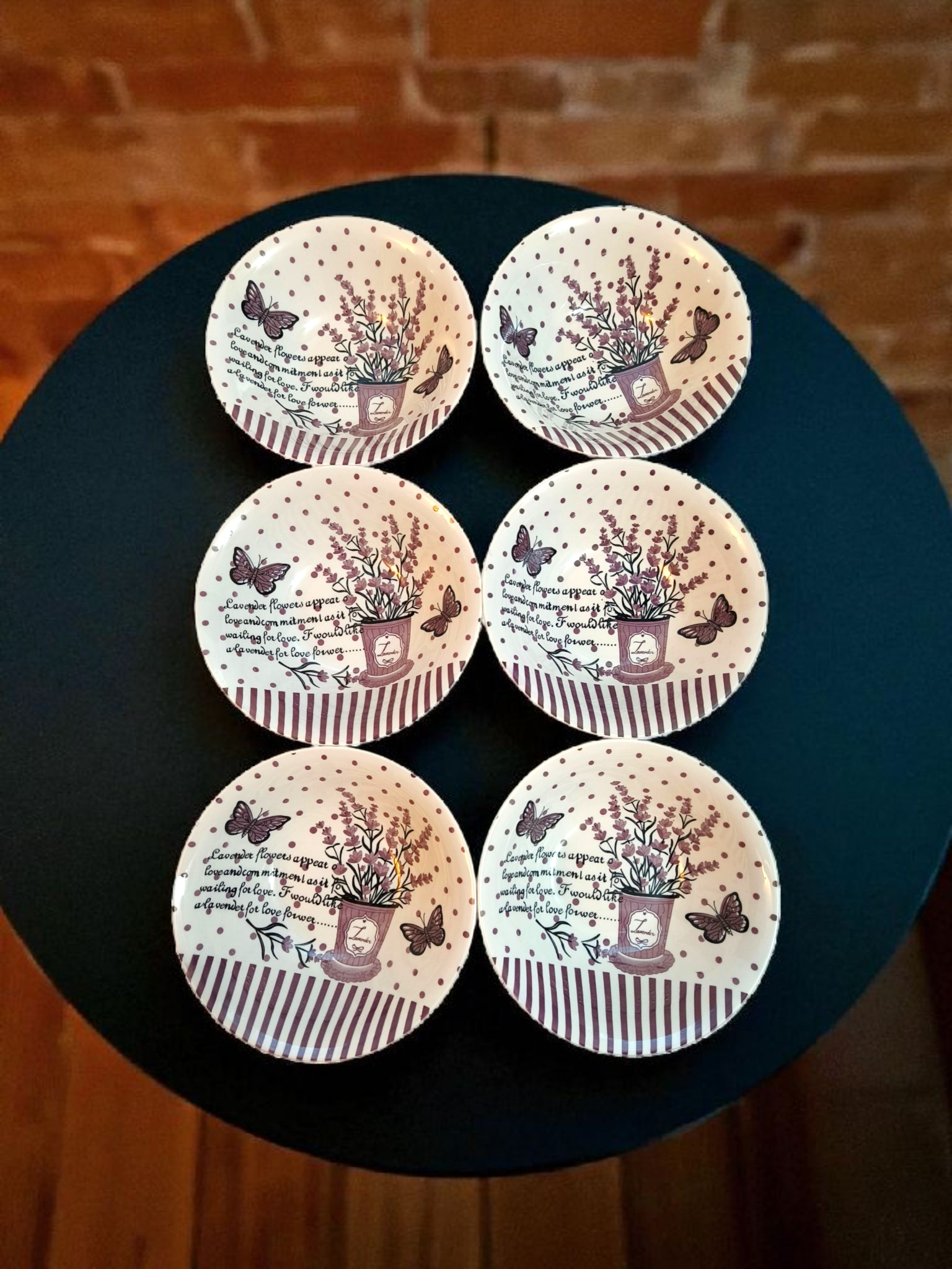 Set 6 boluri model lavandă cu fluturi Set 6 boluri model lavandă cu fluturi